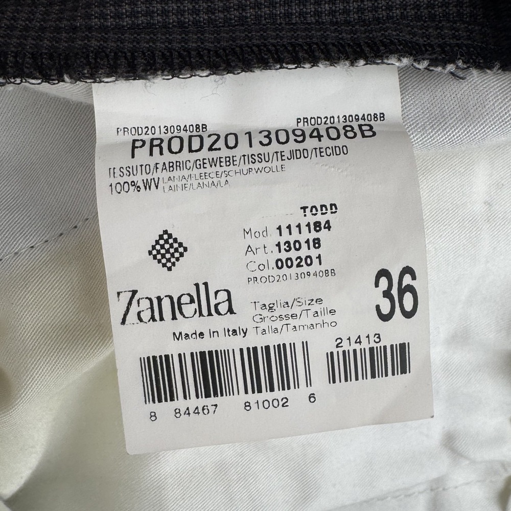 Zanella Dress Pants Mens 36 Brown Houndstooth Wool Flat Front Todd Trousers - Picture 11 of 12